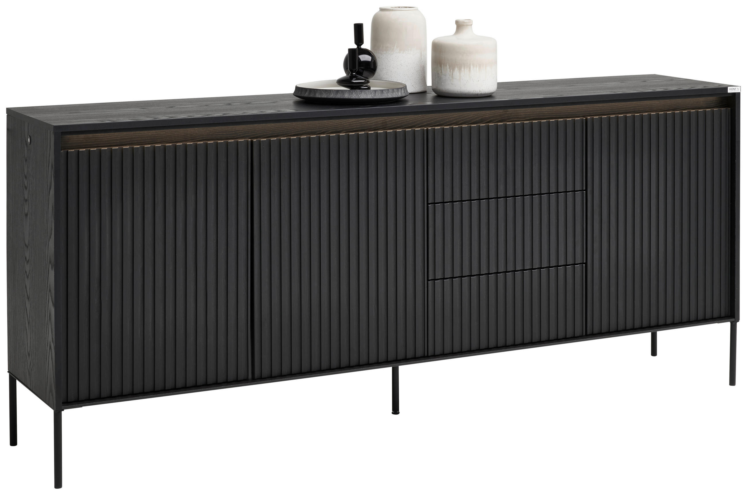Hom`in Sideboard Schwarz 192x82x40 cm