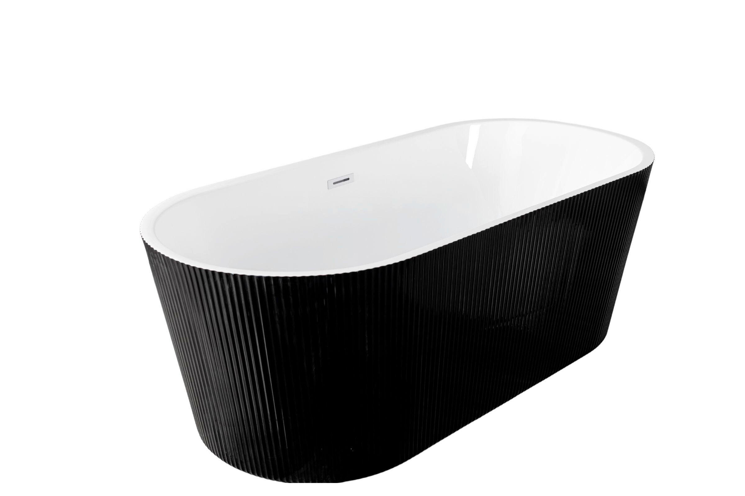 BADEWANNE freistehend   - Schwarz/Weiß, KONVENTIONELL, Kunststoff (75/58/170cm) - Sanotechnik