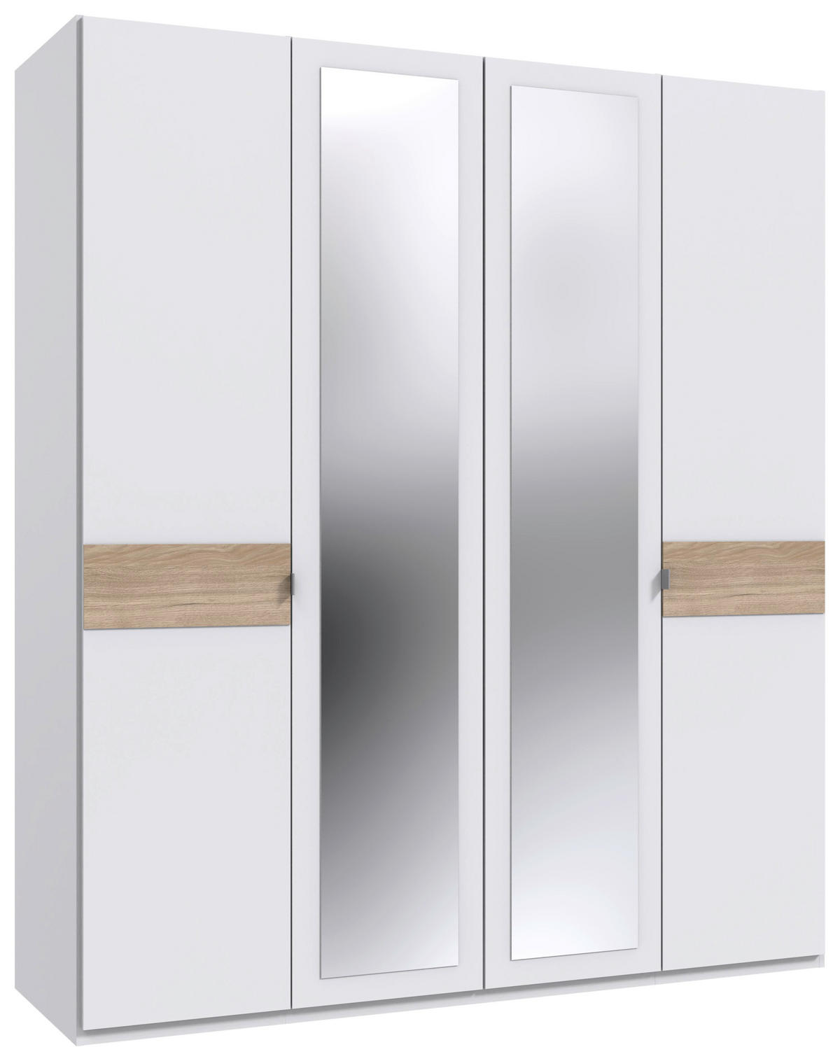 DREHTÜRENSCHRANK 180/208/58 cm,  in Weiß, Eichefarben, Hickory, 4-türig  - Eichefarben/Alufarben, KONVENTIONELL, Glas/Holzwerkstoff (180/208/58cm) - Boxxx