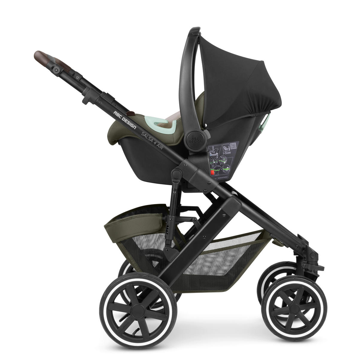 KINDERWAGENSET  Salsa 4 Air Starter Set  Wheat  - Schwarz/Olivgrün, Basics, Textil/Metall (77/35/110cm) - ABC Design