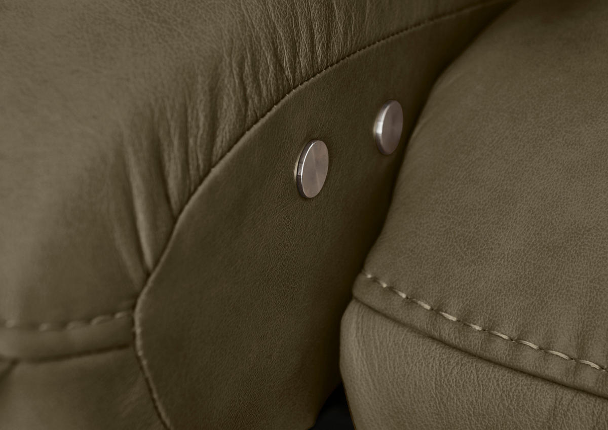 ECKSOFA in Echtleder Mokka  - Edelstahlfarben/Mokka, Design, Leder/Metall (292/258cm) - Hukla