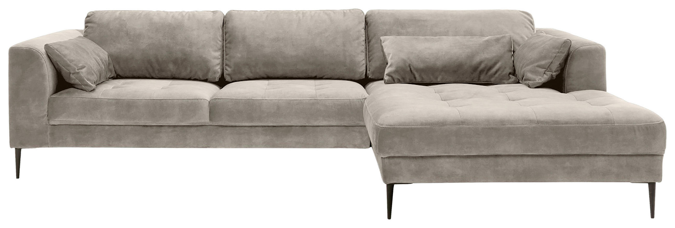 ECKSCHLAFSOFA Mikrofaser Hellgrau  - Hellgrau/Schwarz, MODERN, Textil (280/168cm) - MID.YOU