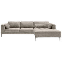 ECKSOFA in Mikrofaser Hellgrau  - Hellgrau/Schwarz, Modern, Textil (280/168cm) - Trendmanufaktur