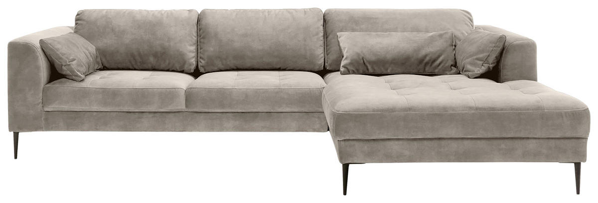 ECKSCHLAFSOFA in Mikrofaser Hellgrau  - Hellgrau/Schwarz, Modern, Textil (280/168cm) - Trendmanufaktur