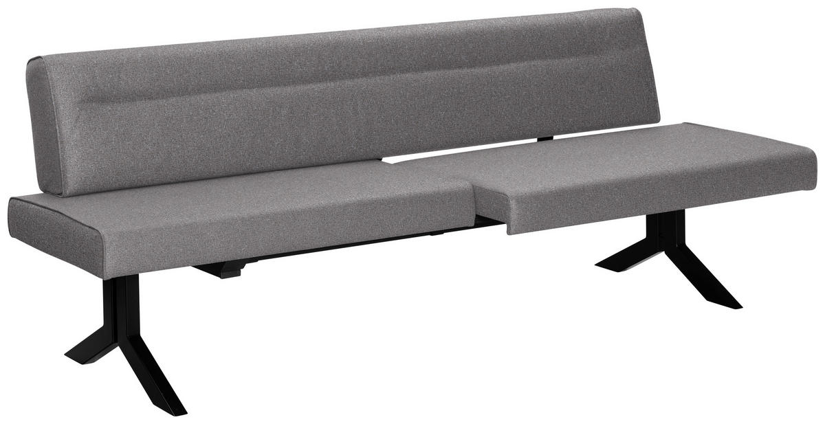 SITZBANK in Metall, Textil Grau  - Schwarz/Grau, Konventionell, Textil/Metall (220/87/70-86cm) - Moderano