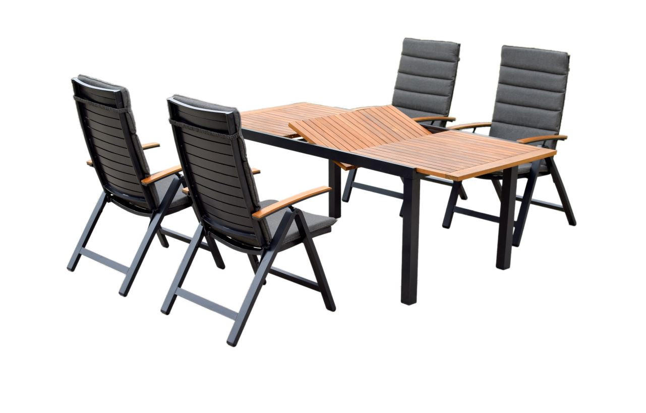 GARTENSET Akazie massiv Aluminium  - Graphitfarben/Naturfarben, MODERN, Holz/Textil - Gardenson