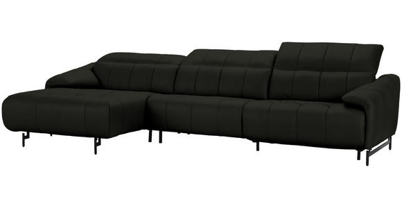 ECKSOFA in Echtleder Schwarz 165/313 cm - Schwarz, Design, Leder/Metall (165/313cm) - Emilio Belluti