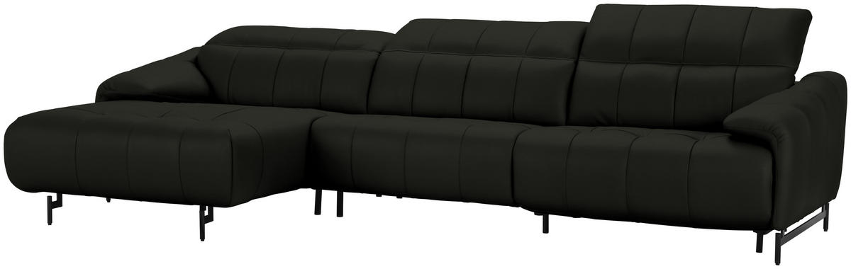 ECKSOFA in Echtleder Schwarz  165/313 cm  - Schwarz, Design, Leder/Metall (165/313cm) - Emilio Belluti