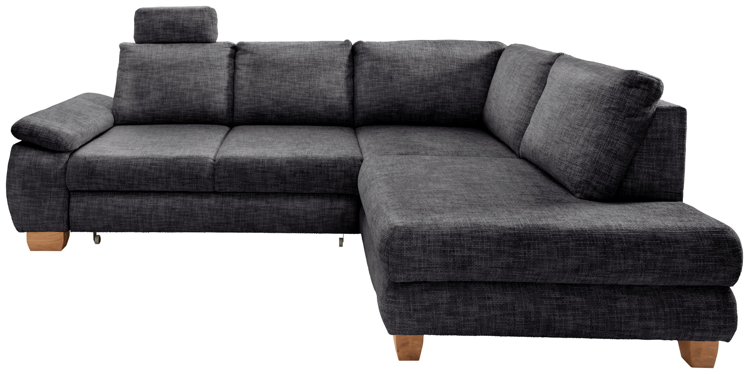 ECKSCHLAFSOFA Struktur Schwarz  - Wildeiche/Schwarz, MODERN, Holz/Textil (265/206cm) - Livetastic
