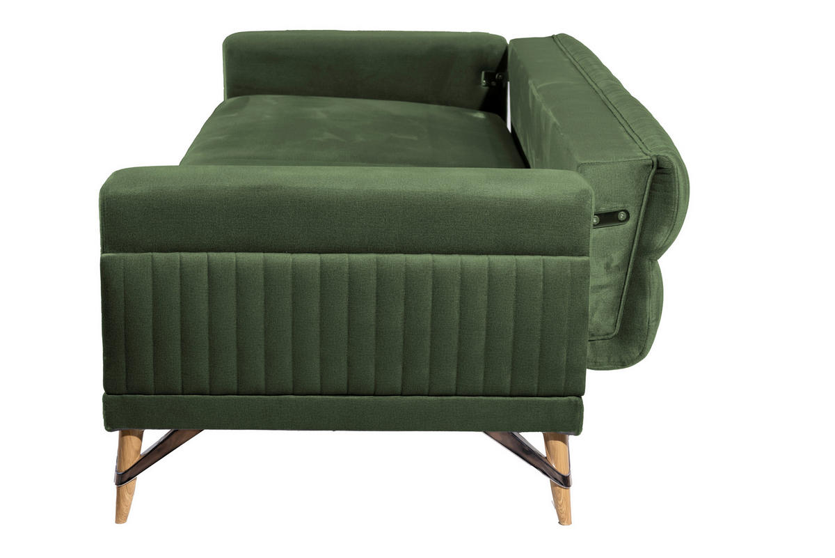 3-SITZER-SOFA Samt Olivgrün  - Silberfarben/Olivgrün, Design, Kunststoff/Textil (233/77/87cm) - Livetastic