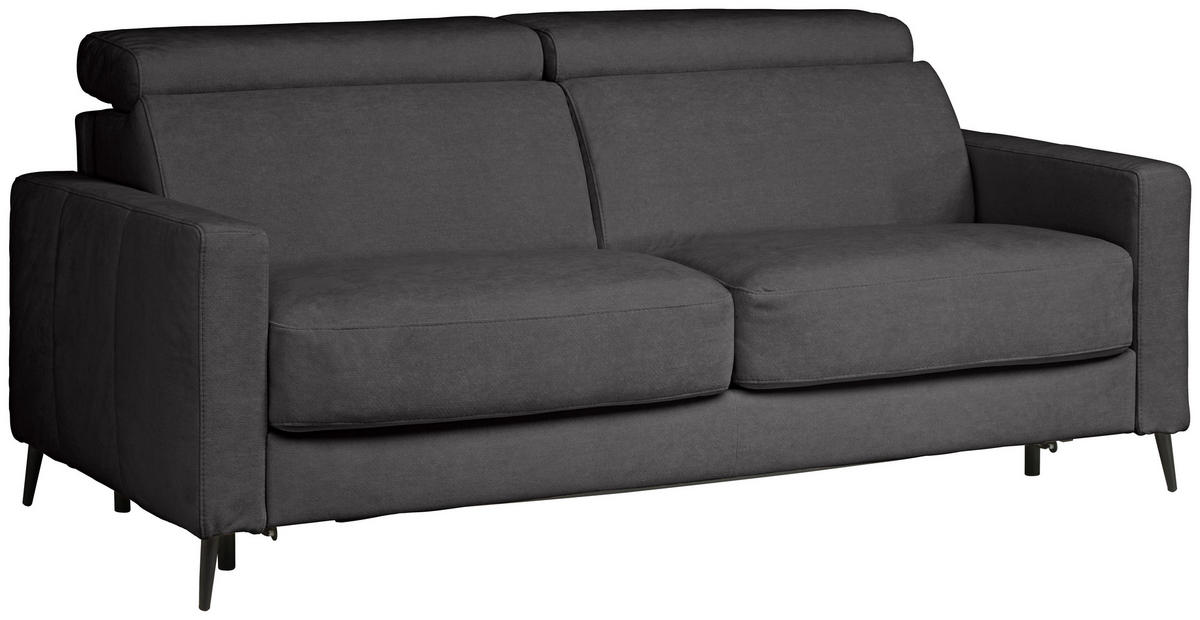 SCHLAFSOFA MIT TEMPUR MATRATZE Velours Dunkelgrau  - Dunkelgrau/Schwarz, Design, Textil/Metall (200/85-99/104cm) - Novel