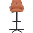 BARHOCKER Echtleder Cognac Eisen Sitzfläche 360° drehbar, inklusive Armlehnen  - Cognac/Schwarz, Design, Leder/Metall (55/90-116/53cm) - Novel
