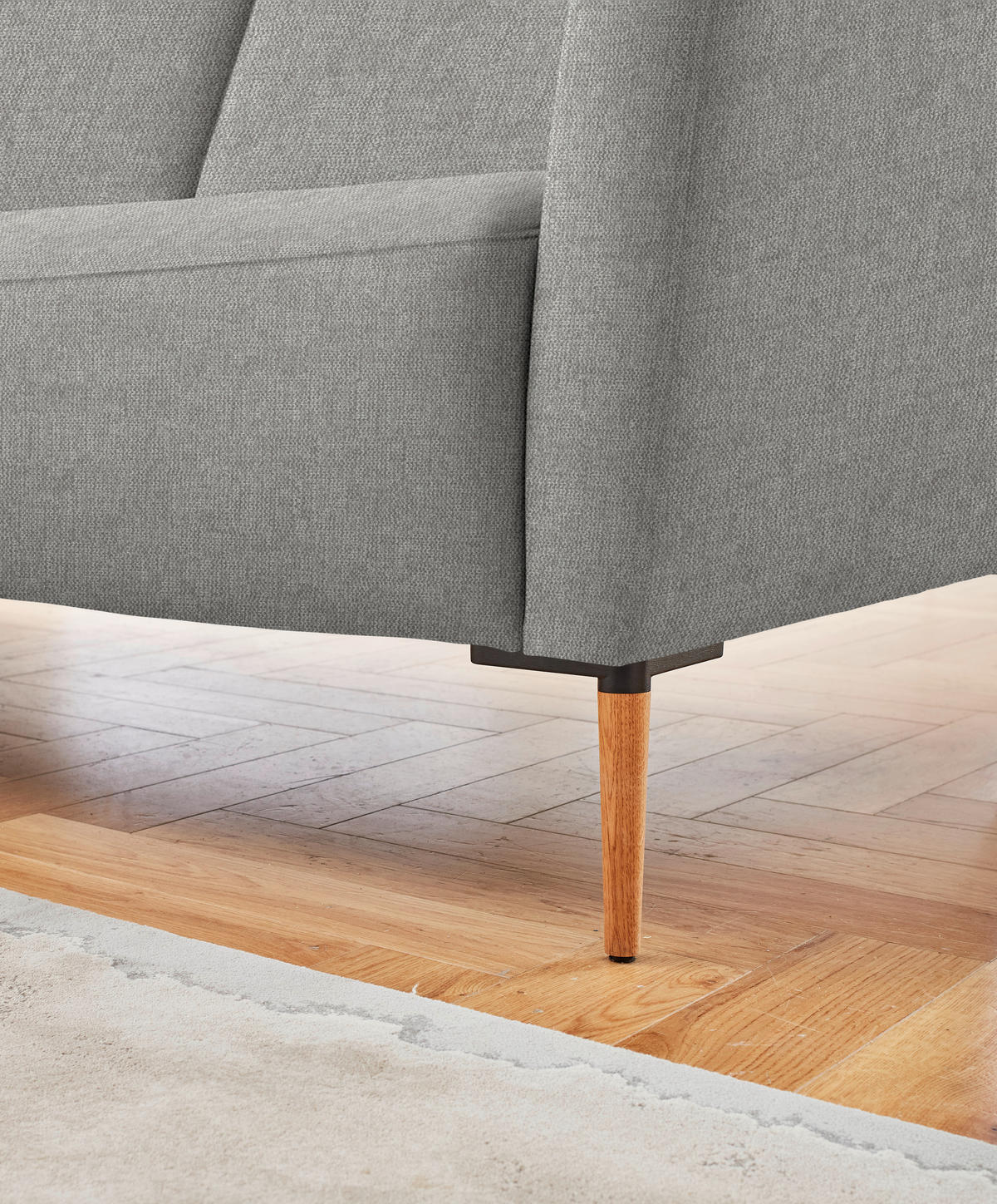 ECKSOFA  in Flachgewebe Hellgrau  189/236 cm  - Eichefarben/Hellgrau, Design, Holz/Textil (189/236cm) - Valnatura