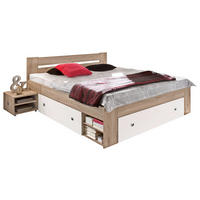 ZOSTAVA S POSTEĽOU, 140/200 cm, biela, farba duba - biela/farba duba, Design, kompozitné drevo (140/200cm) - Cantus