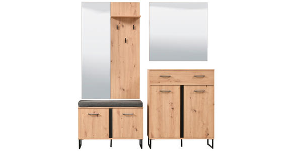 GARDEROBE 4-teilig  in 180/194,5/35 cm  - Schwarz/Eiche Artisan, Basics, Holzwerkstoff (180/194,5/35cm) - Carryhome