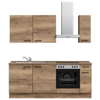 KÜCHENLEERBLOCK 210 cm   in Eiche dunkel  - Eiche dunkel/Schwarz, MODERN, Holzwerkstoff/Metall (210cm) - Nobilia