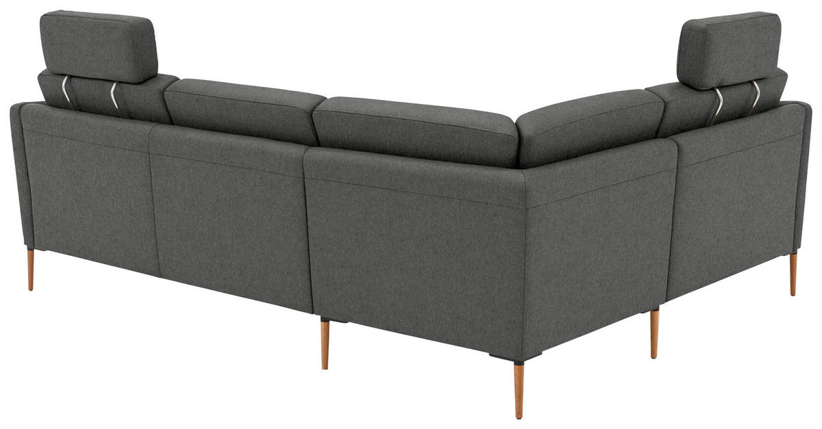 ECKSOFA  in Flachgewebe Dunkelgrau Rücken echt  189/236 cm  - Eichefarben/Dunkelgrau, Design, Holz/Textil (189/236cm) - Valnatura