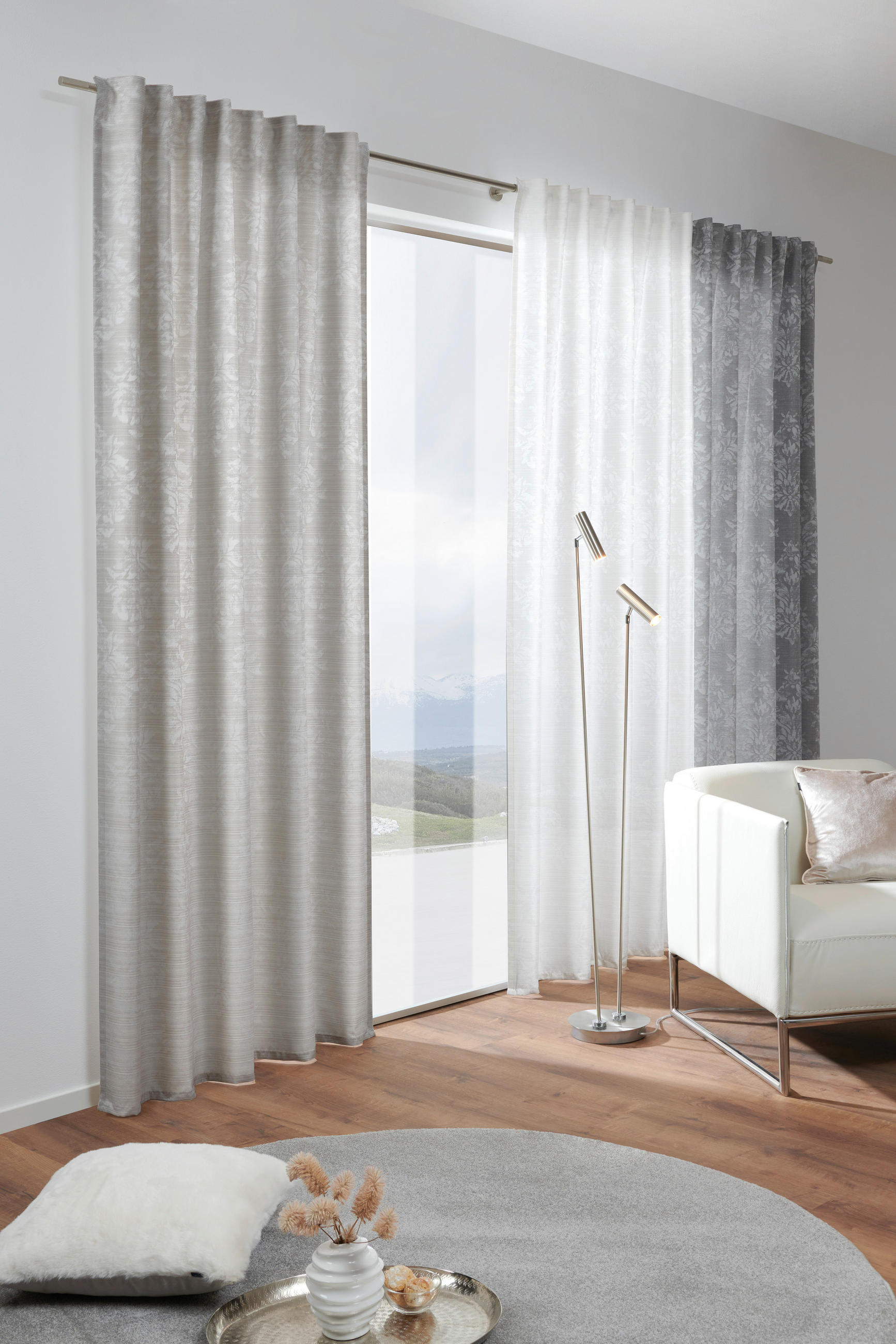 KÉSZFÜGGÖNY részben fényzáró  - szürke, Konventionell, textil (140/260cm) - Dieter Knoll