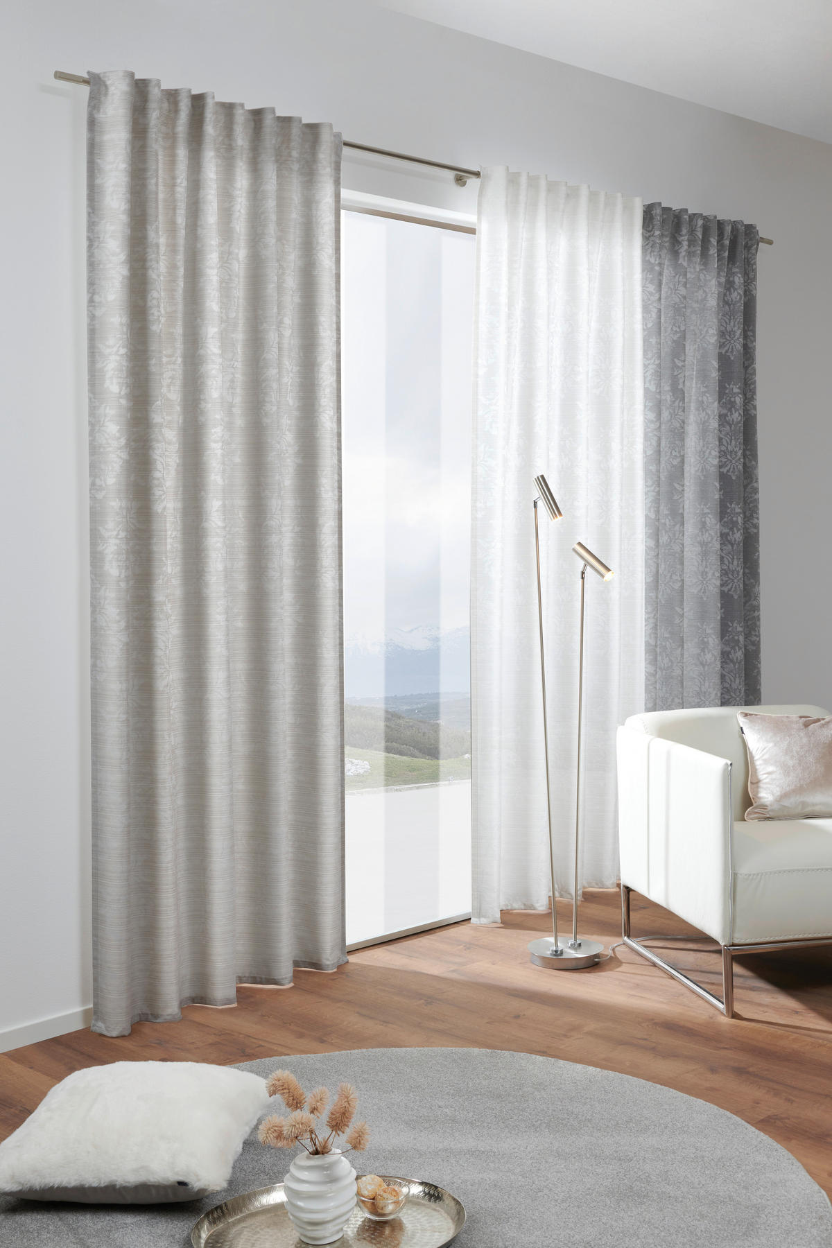 KÉSZFÜGGÖNY részben fényzáró  - szürke, Konventionell, textil (140/260cm) - Dieter Knoll