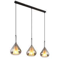 HÄNGELEUCHTE 90/20/140 cm  - Schwarz/Grau, Design, Glas/Metall (90/20/140cm) - Globo