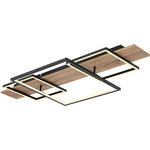 LED-DECKENLEUCHTE 95/40/10 cm   - Opal/Schwarz, Basics, Holzwerkstoff/Kunststoff (95/40/10cm) - Novel