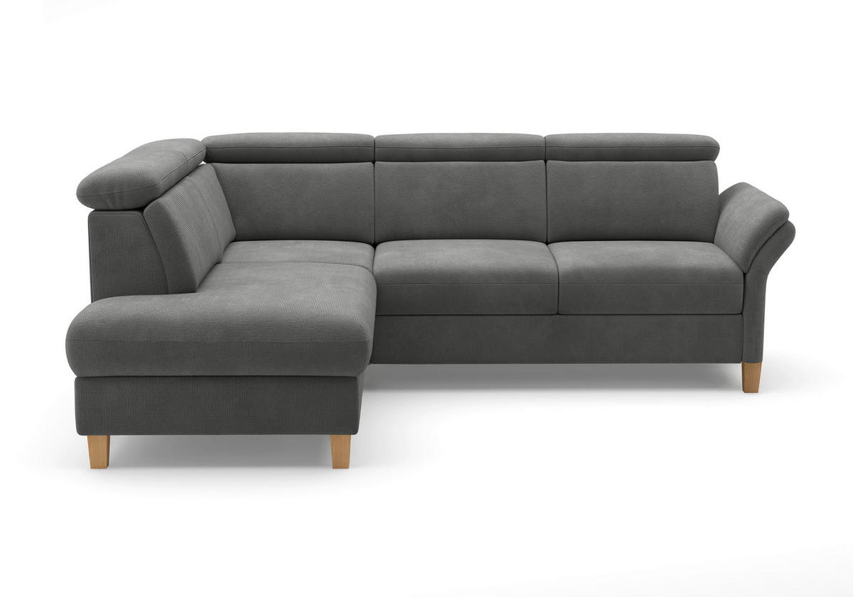 ECKSOFA GLENDALE E Grau Flachgewebe  - Eichefarben/Grau, KONVENTIONELL, Holz/Textil (193/247cm) - Sit & More