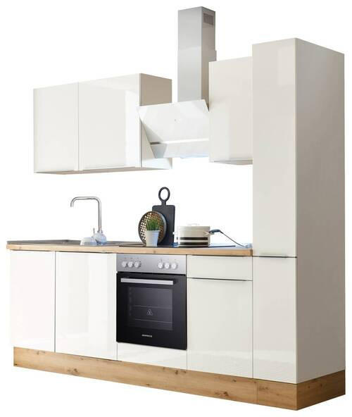 KÜCHENBLOCK 250/211/60 cm   in Weiß, Weiß Hochglanz  - Weiß Hochglanz/Alufarben, LIFESTYLE, Holzwerkstoff/Kunststoff (250/211/60cm) - Respekta