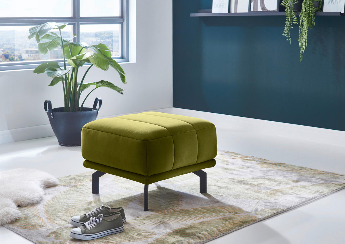 ECKSOFA in Velours Grün  - Schwarz/Grün, Design, Textil/Metall (293/195cm) - Beldomo Style
