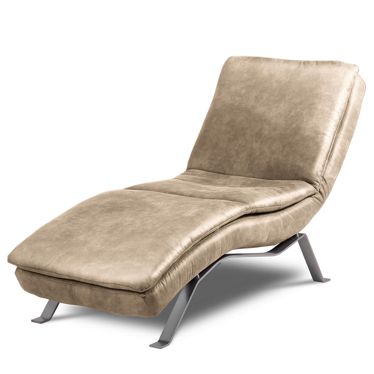 RELAXLIEGE in Lederlook Creme  - Silberfarben/Creme, Design, Textil/Metall (65/95/171cm) - Celina Home