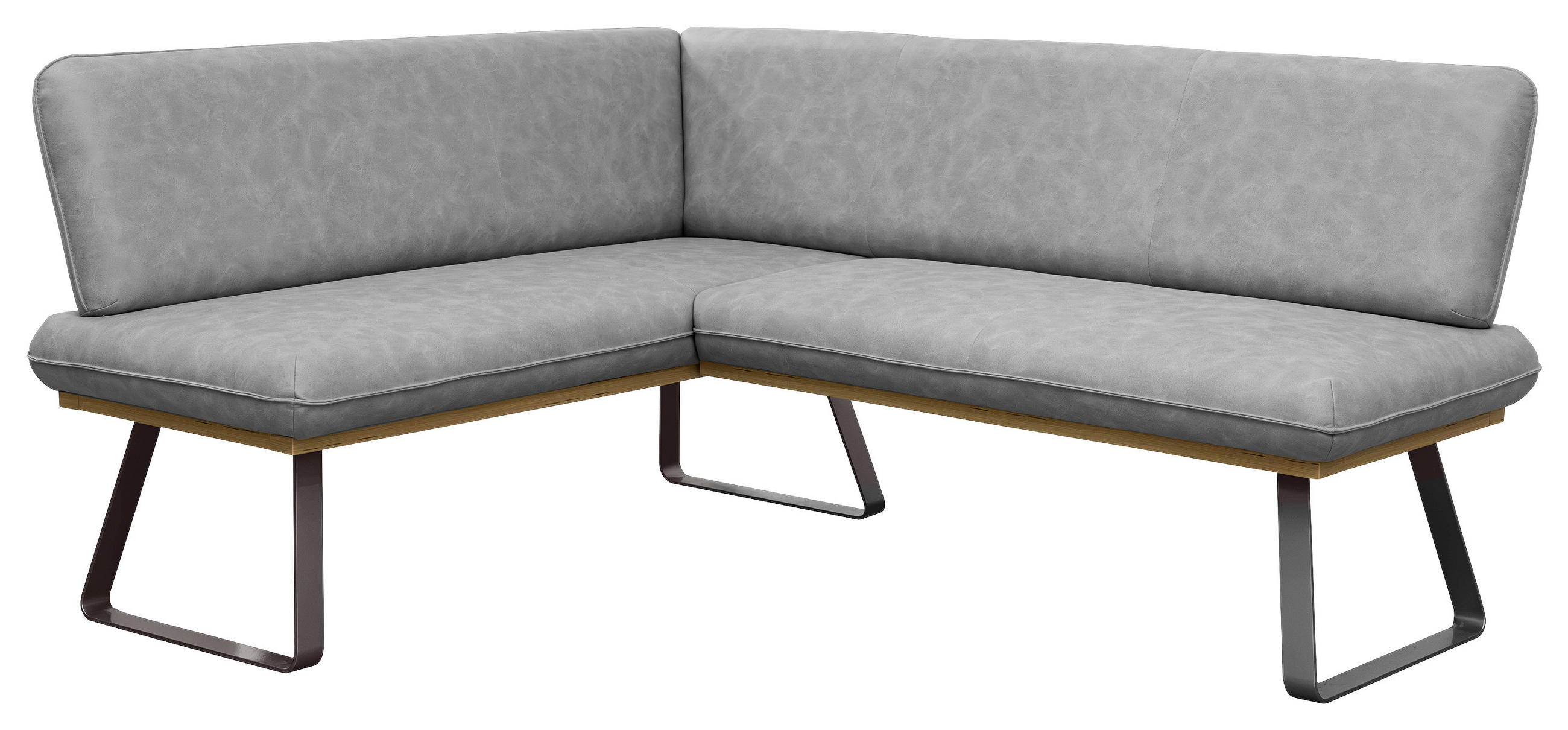 ECKBANK 170/200 cm Webstoff Grau Eiche   - Schwarz/Grau, MODERN, Textil/Metall (170/200cm) - Livetastic