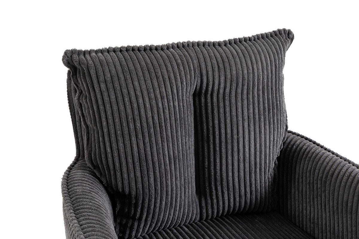 BARHOCKER Cord Dunkelgrau Eisen Stoffauswahl, Sitzfläche 360° drehbar, inklusive Armlehnen  - Dunkelgrau/Schwarz, Design, Textil/Metall (54/101-122/58cm) - Novel