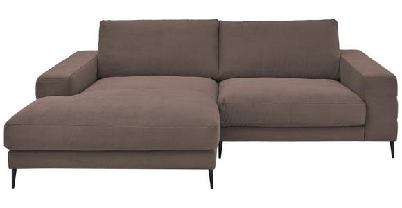 ECKSOFA in Feincord Taupe  - Taupe/Schwarz, Design, Textil/Metall (177/253cm) - Dieter Knoll