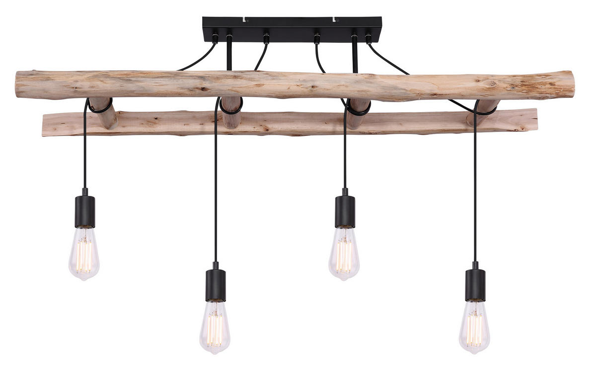 HÄNGELEUCHTE 115/30/80 cm    - Schwarz/Naturfarben, Natur, Holz/Metall (115/30/80cm) - Globo