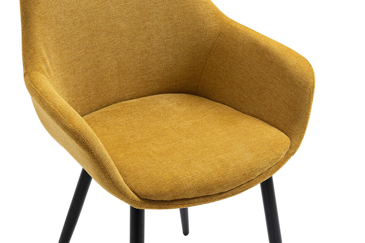 TISCHGRUPPE Gelb, Walnussfarben  - Gelb/Walnussfarben, MODERN, Holz/Textil (160/90/75cm) - Livetastic