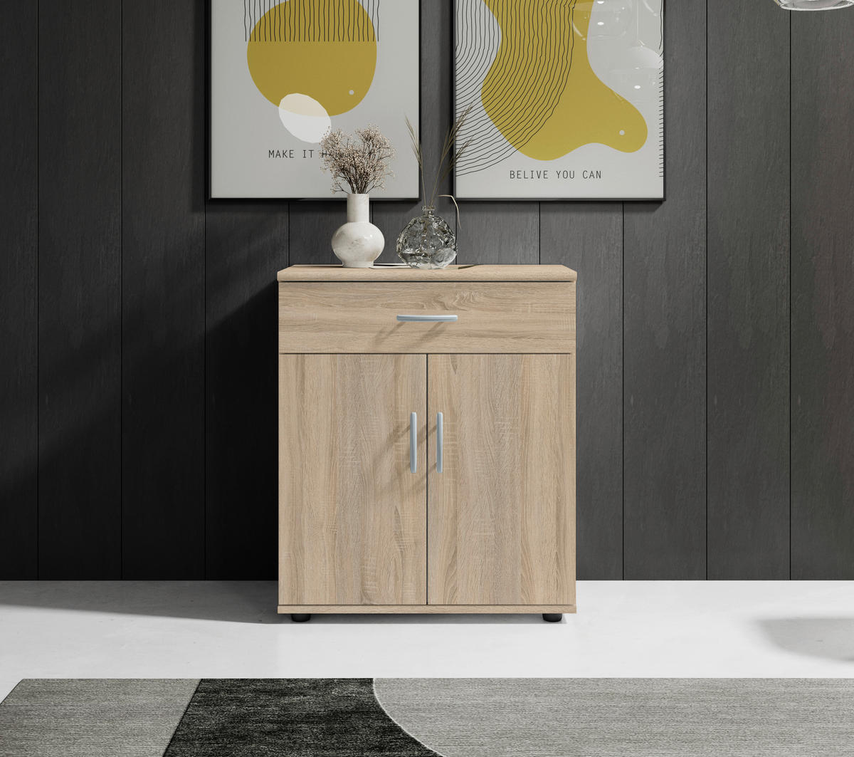 KOMÓD 60/70/30 cm  - ezüst/Sonoma tölgy, Design, műanyag/faalapú anyag (60/70/30cm) - Boxxx