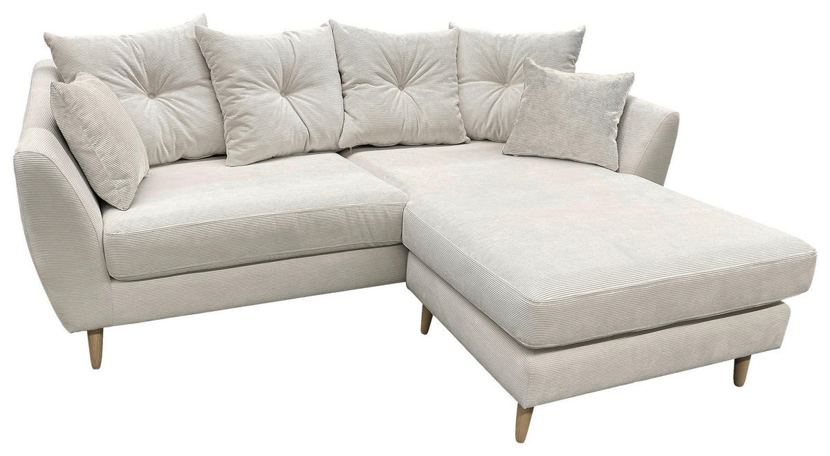 ECKSOFA Naturfarben Feincord  - Buchefarben/Naturfarben, KONVENTIONELL, Holz/Textil (211/154cm) - Carryhome