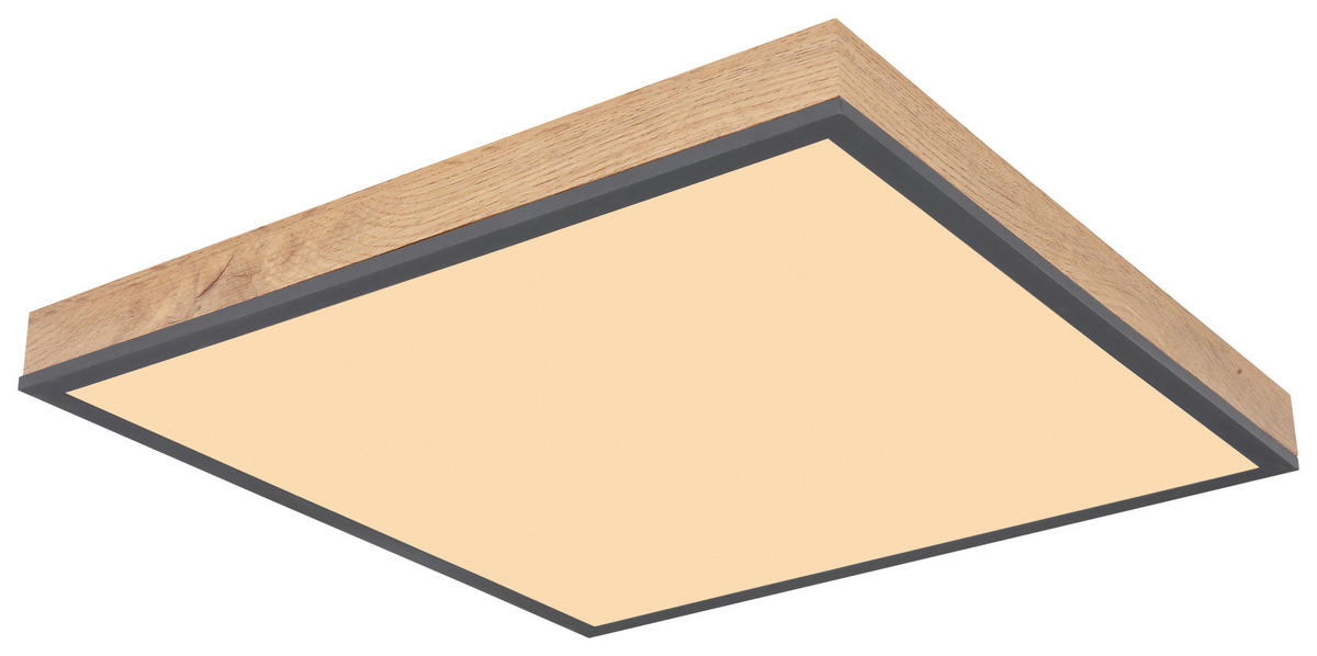 LED-TAKLAMPA DORO 24 W 45/45/7,6 cm  - opal/grafitfärgad, Basics, metall/plast (45/45/7,6cm) - Globo