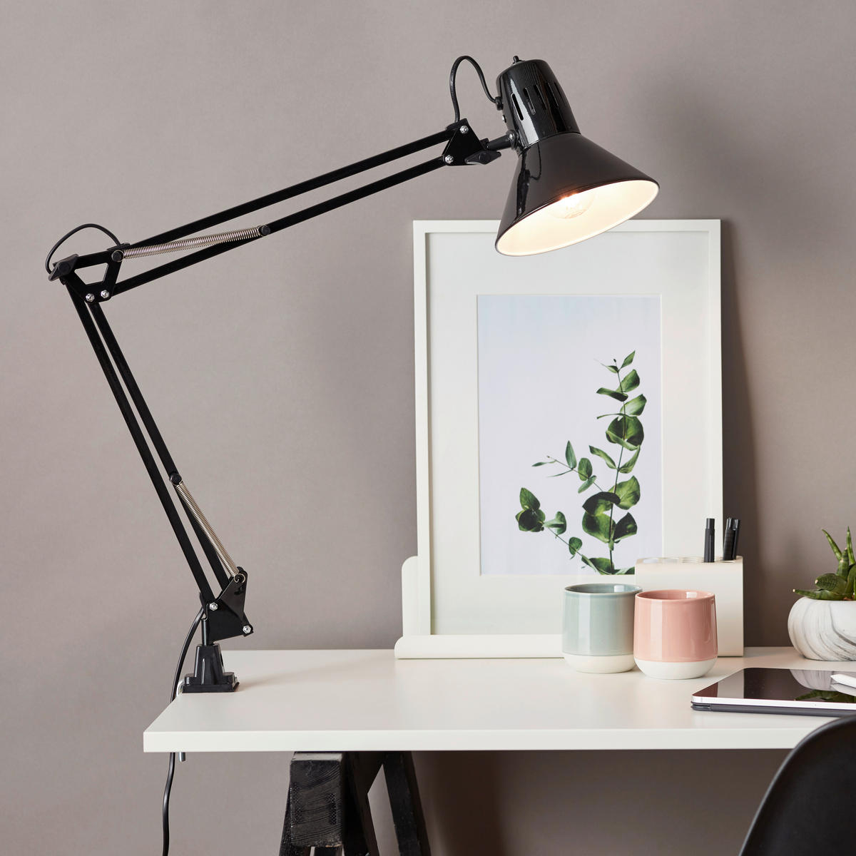 LAMPE À PINCE - noir, Konventionell, métal (17/70cm) - Brilliant