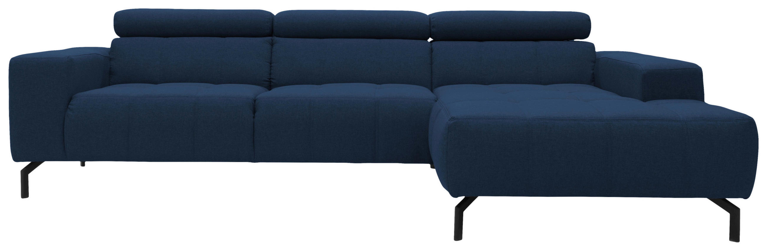 ECKSOFA Dunkelblau Webstoff  - Schwarz/Dunkelblau, Design, Textil/Metall (292/175cm) - MID.YOU