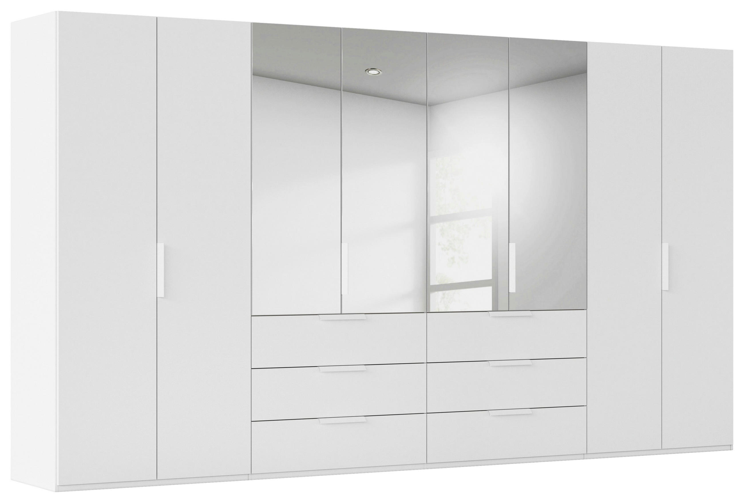 DREHTÜRENSCHRANK 400/223/61 cm,  in Weiß, 8-türig  - Weiß, Basics, Glas/Holzwerkstoff (400/223/61cm) - Novel