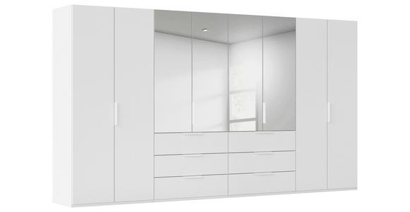DREHTÜRENSCHRANK 400/235/61 cm,  in Weiß, 8-türig  - Weiß, Basics, Glas/Holzwerkstoff (400/235/61cm) - Novel