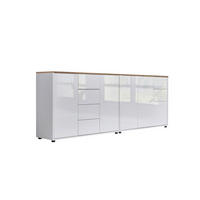 SIDEBOARD Mailand Set 13  in 211/73/33 cm  - Weiß Hochglanz/Schwarz, MODERN, Holzwerkstoff/Kunststoff (211/73/33cm) - MID.YOU