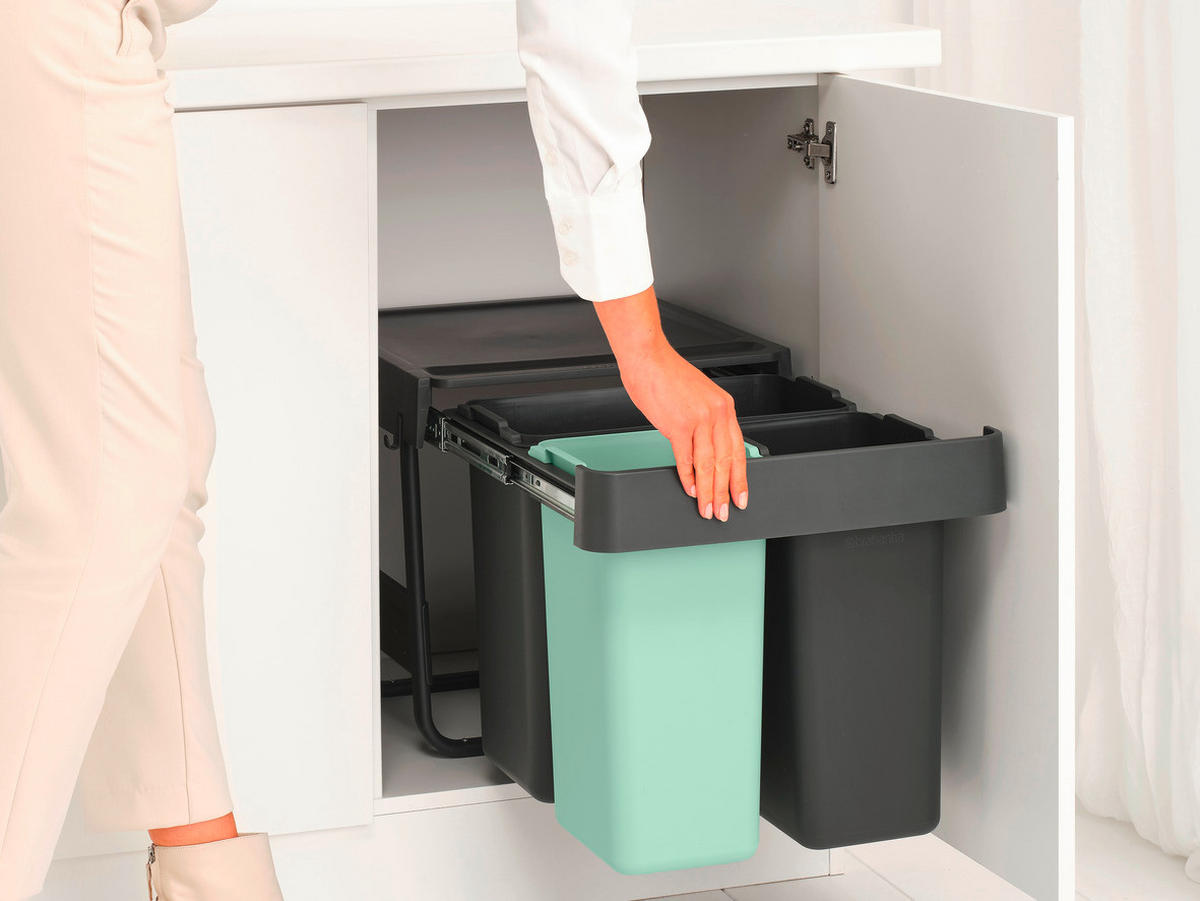 VGRADNI KOŠ ZA SMETI - zelena/antracit, Basics, umetna masa (40,4/39,6/48,1cm) - Brabantia
