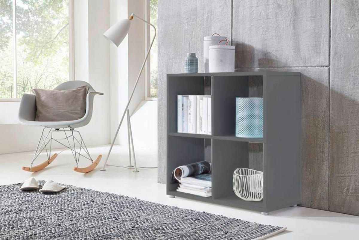 AKTENREGAL 72/74/33 cm  - Anthrazit/Silberfarben, MODERN, Holzwerkstoff (72/74/33cm) - MID.YOU