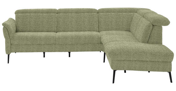ECKSOFA in Struktur Grün  275/235 cm  - Schwarz/Grün, MODERN, Textil/Metall (275/235cm) - Cantus