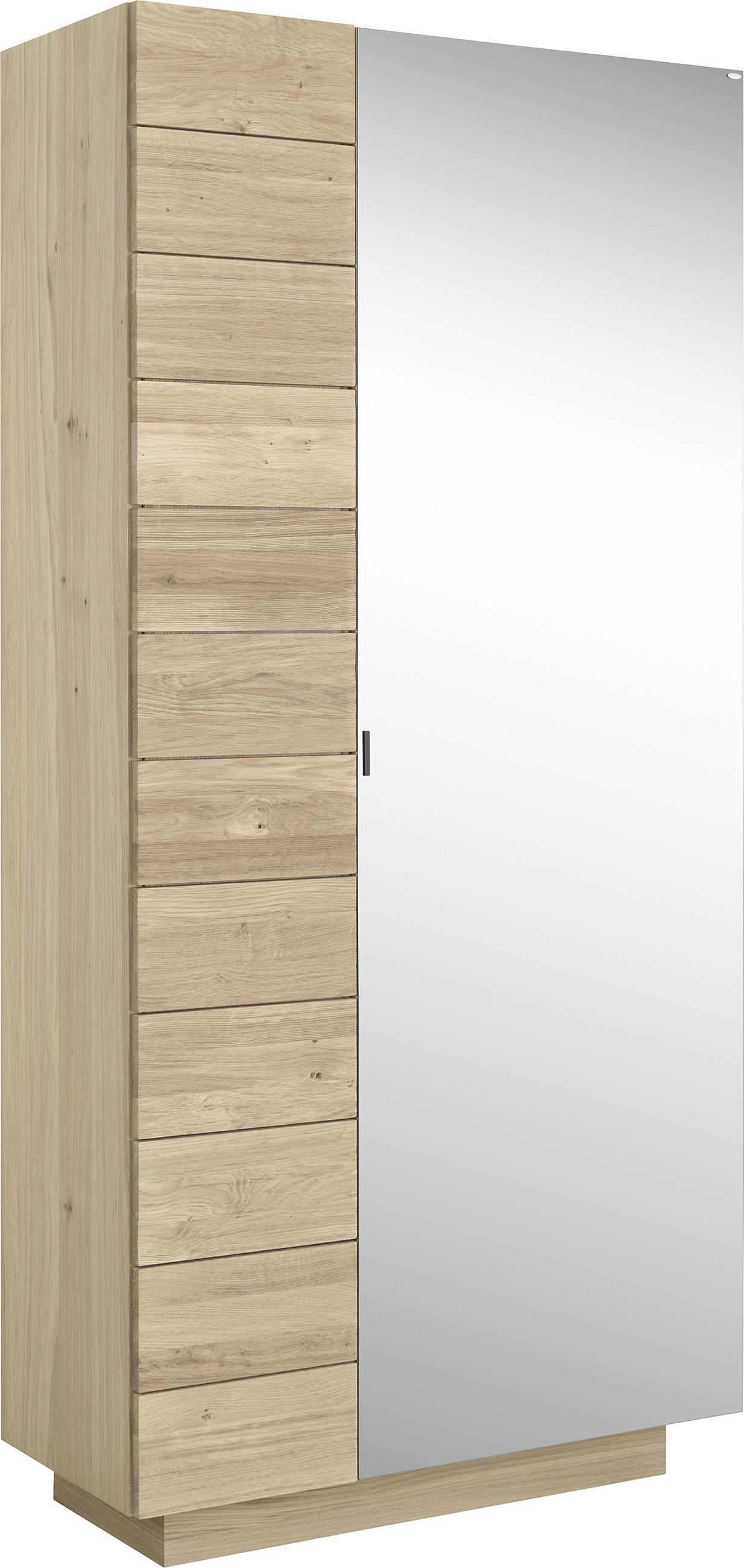 GARDEROBENSCHRANK Wildeiche massiv Eichefarben - Eichefarben, Design, Glas/Holz (96/202/42,5cm) - Voglauer