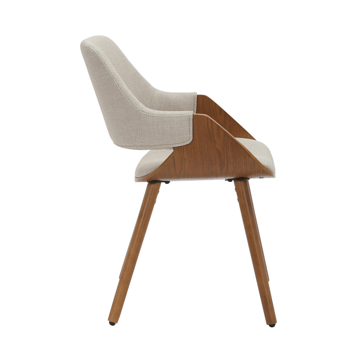 ARMLEHNSTUHL   Leinenoptik  - Beige/Walnussfarben, Modern, Holz/Textil (51/79,5/57cm) - home24