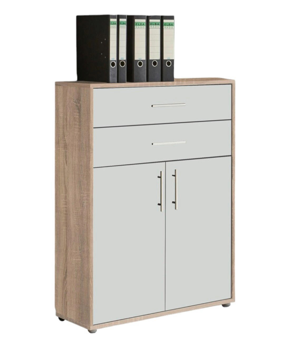 MID.YOU AKTENSCHRANK Weiß, Sonoma Eiche 85cm × 33cm × 114cm