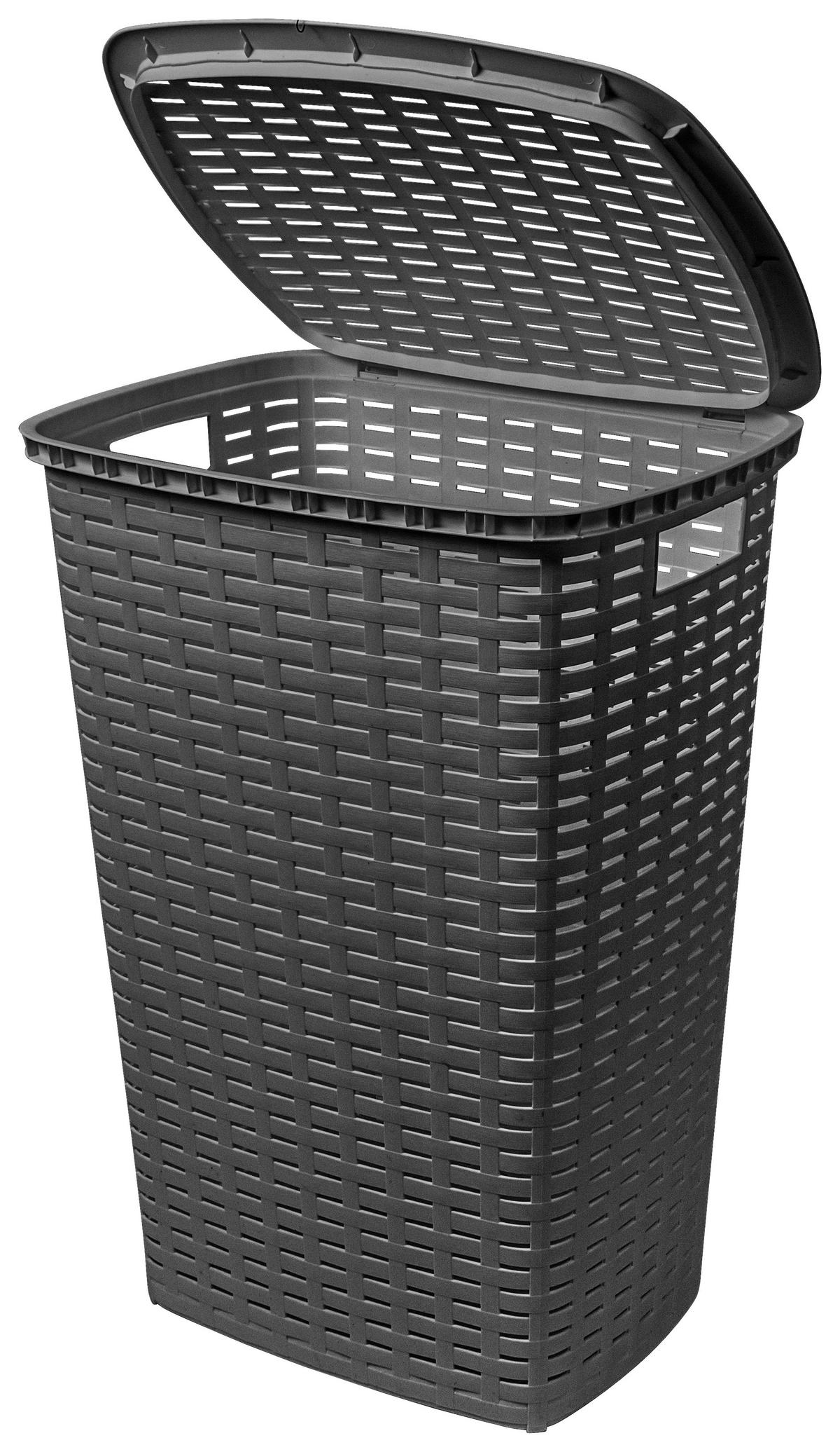 KÔŠ NA BIELIZEŇ, antracitová - antracitová, Basics, plast (45/34/60cm) - Homeware