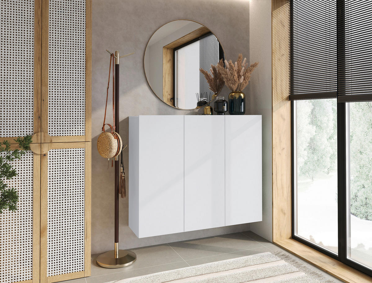 VISEČA OMARA ZA ČEVLJE bela - bela, Design, leseni material (120/100/34cm) - Hom`in
